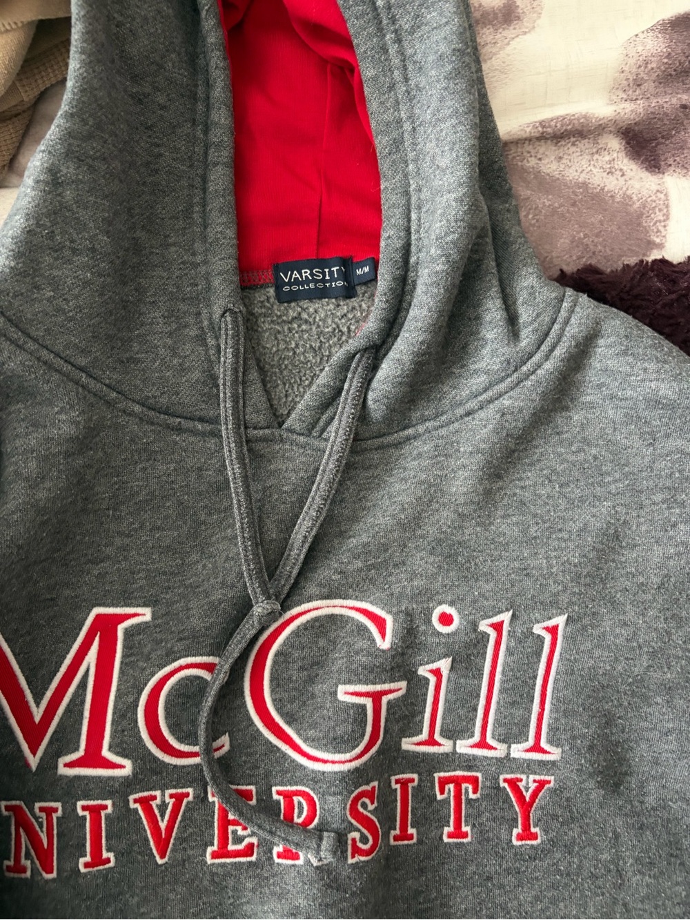 Varsity Gray and Red Crewneck Sweatshirt